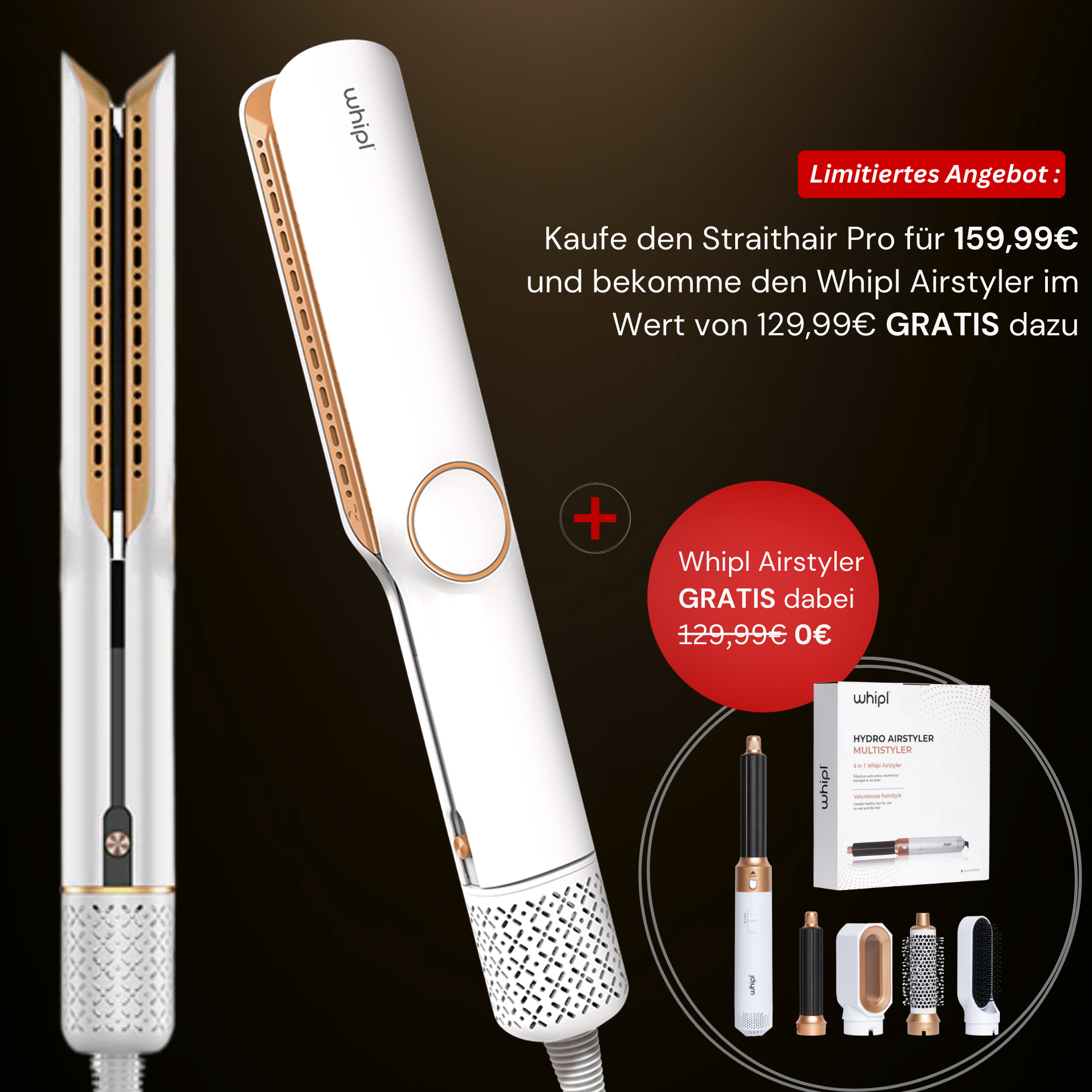 Whipl™ Straithair Pro - Stijltang + GRATIS Airstyler incl. 5 bijlagen